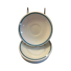 Vintage Corning USA (5) WMG Saucers with Teal Stripe #702-32
